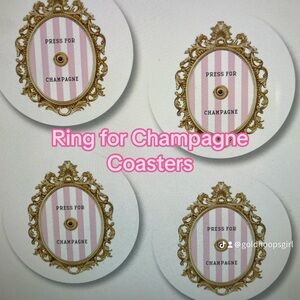 Gold and Pink Ring for Champagne Coasters